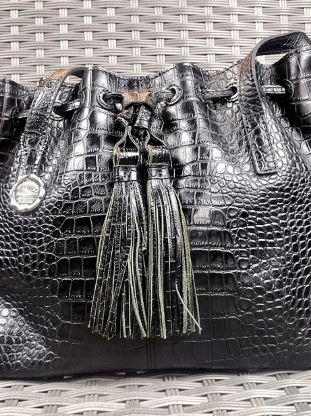 Lollipops Crocodile-Embossed Tote in Black
